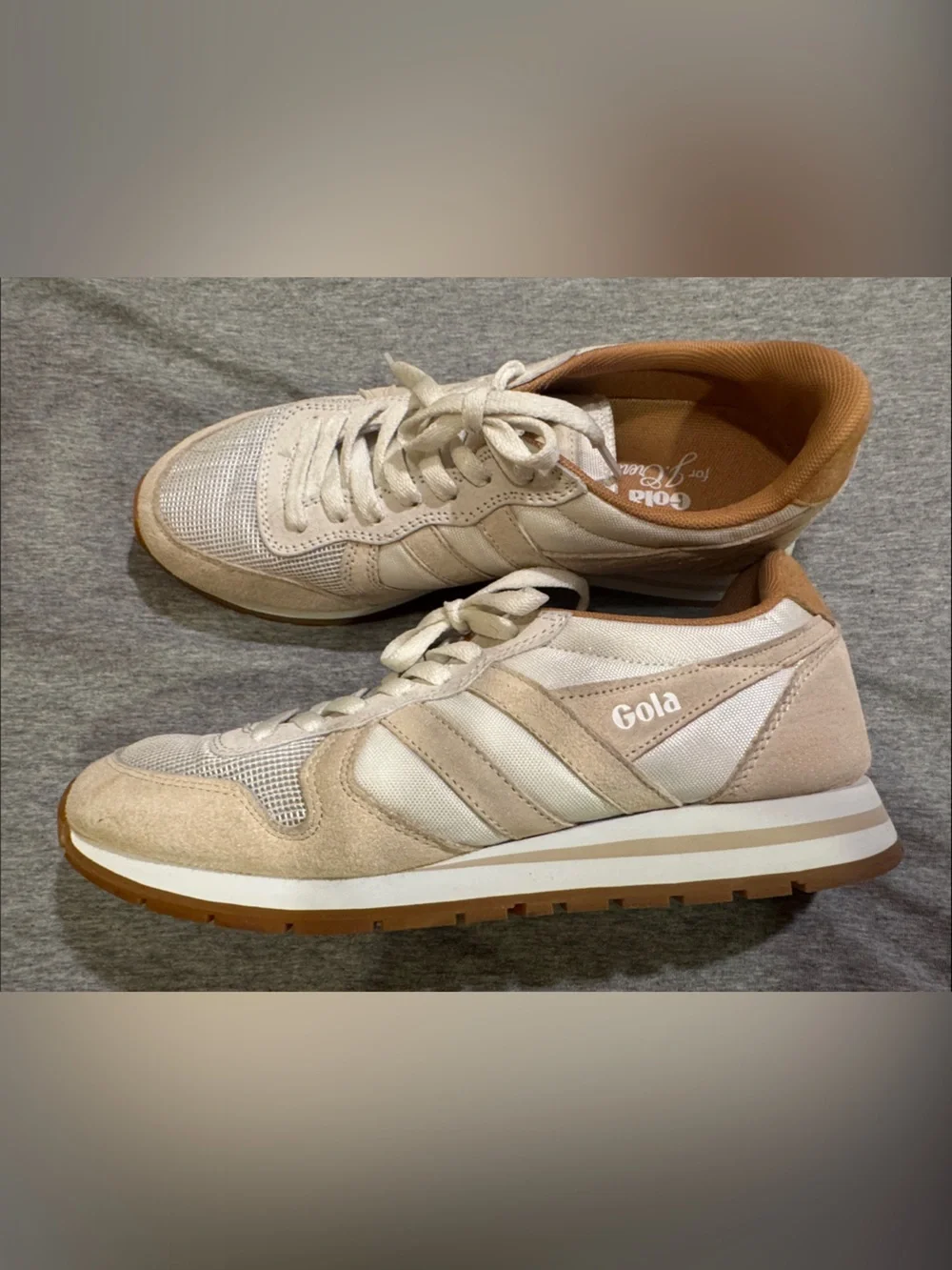 Gola for J Crew Cream and Tan Retro Style Trainers